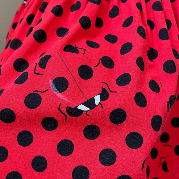 Bea & Dot Modcloth Dress Ladybug Polka Dot Sleevless V Neck Flare Retro Women XS - Picture 6 of 16